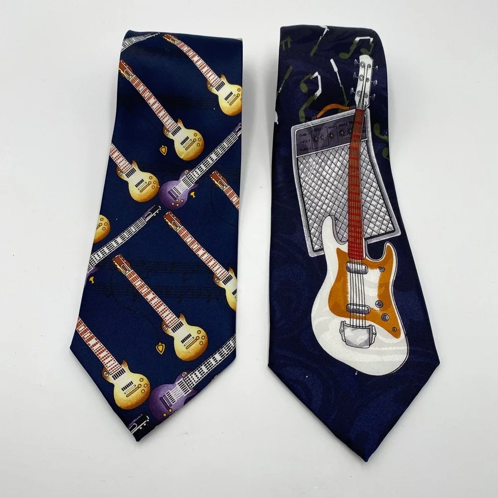 Guitar Musical Notes Necktie Lot C.J. Andrews Steven‎ Harris Men's Novelty Ties